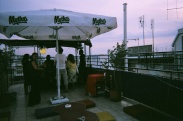 The rooftop bar offers floor seating and hookahs free to guests.